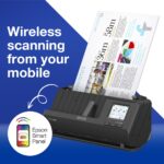 Epson ES-C380W Scanner with Wi-Fi USB 2.0, 30 ppm Speed, 20 Sheet ADF, 2.4 Inch Display, Black