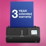 Epson ES-C380W Scanner with Wi-Fi USB 2.0, 30 ppm Speed, 20 Sheet ADF, 2.4 Inch Display, Black