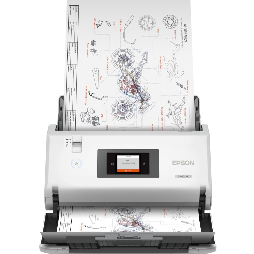 Epson WorkForce DS-32000 Sheet-fed Scanner 90 ppm Speed 600 DPI Colour Duplex Scanning USB 3.2 Gen 1 Touch Display Epson WorkForce DS-32000 Sheet-fed Scanner 90 ppm Speed 600 DPI Colour Duplex Scanning USB 3.2 Gen 1 Touch Display