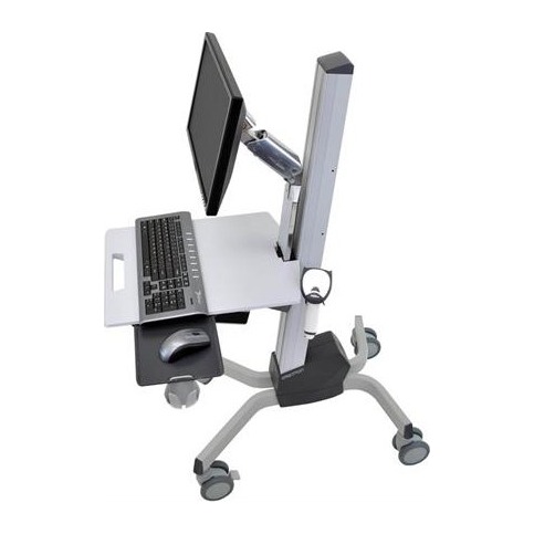 Ergotron Neo-Flex LCD Cart Grey 27" Support VESA Mount Height Adjustment Keyboard Tray Locking Wheels 11.8kg Max Weight