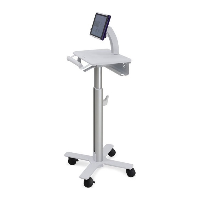 Ergotron StyleView SV10 Tablet Cart Aluminium White Height Adjustable 4 Wheel Tilt 0-128 75x75 100x100