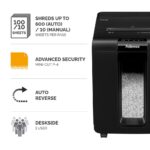 Fellowes AutoMax 100M Auto Feed Paper Shredder 100 Sheet Capacity P-4 Security Micro Cut 4x10mm 23L Bin Black