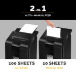 Fellowes AutoMax 100M Auto Feed Paper Shredder 100 Sheet Capacity P-4 Security Micro Cut 4x10mm 23L Bin Black