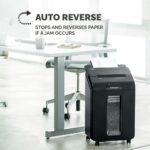 Fellowes AutoMax 100M Auto Feed Paper Shredder 100 Sheet Capacity P-4 Security Micro Cut 4x10mm 23L Bin Black