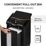 Fellowes AutoMax 100M Auto Feed Paper Shredder 100 Sheet Capacity P-4 Security Micro Cut 4x10mm 23L Bin Black