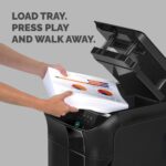 Fellowes AutoMax 350C Auto Feed Paper Shredder Cross Cut P-4 Security 350 Sheet Capacity 68L Bin Black