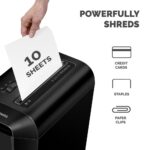 Fellowes LX65 Cross Cut Paper Shredder 10 Sheet P-4 SafeSense 22 Litre Bin Black