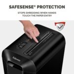Fellowes LX65 Cross Cut Paper Shredder 10 Sheet P-4 SafeSense 22 Litre Bin Black