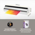Fellowes Saturn A3 Cold/Hot Laminator 125 Micron 300 mm/min Speed Auto Power Off Black Silver with 10 Pouch Starter Pack