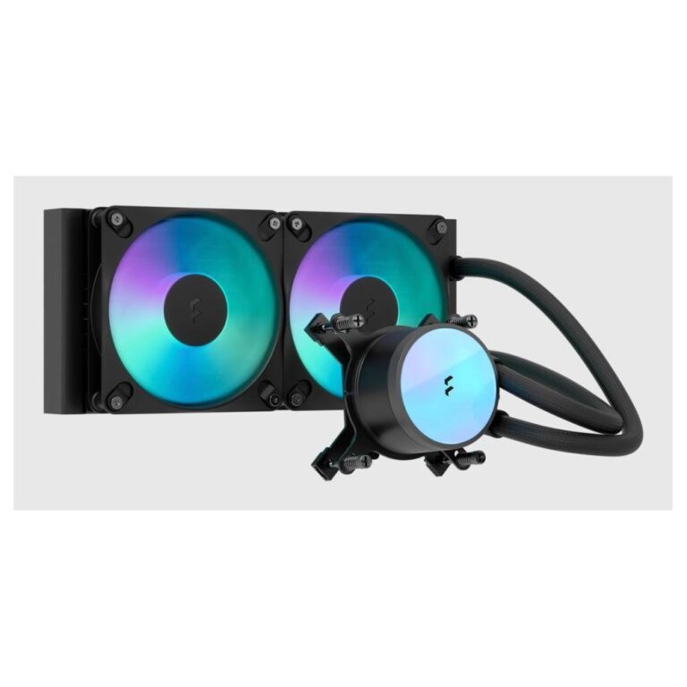 Fractal Design Radius 240 RGB All-in-one Liquid Cooler 2x 120mm PWM Ceramic Bearing LGA 1200 AM4 AM5 Black