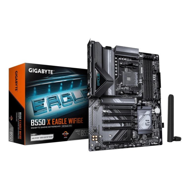 GIGABYTE B550 X EAGLE WIFI6E Motherboard AMD B550 Chipset AM4 Socket ATX DDR4 Wi-Fi 6E Dark brown