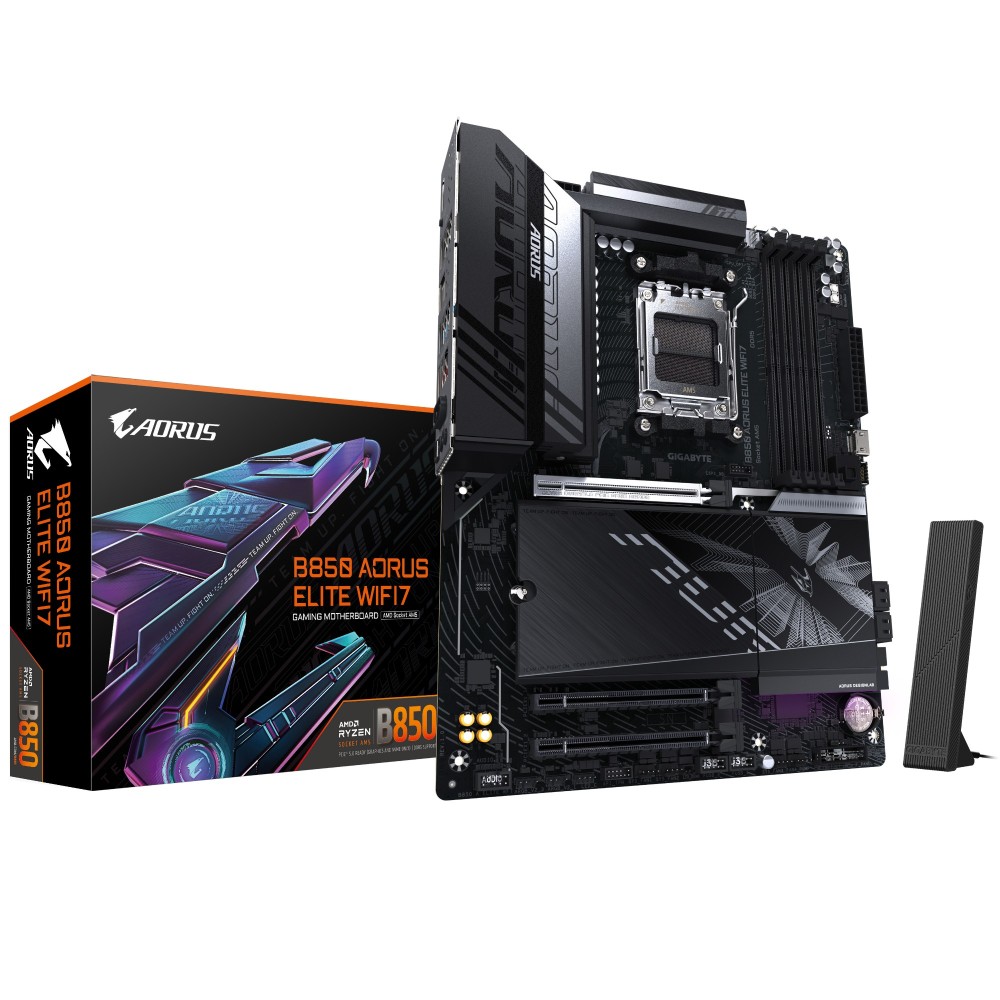 GIGABYTE B850 AORUS Elite Wi-Fi 7 Motherboard AMD AM5 Socket ATX DDR5 Black GIGABYTE B850 AORUS Elite Wi-Fi 7 Motherboard AMD AM5 Socket ATX DDR5 Black