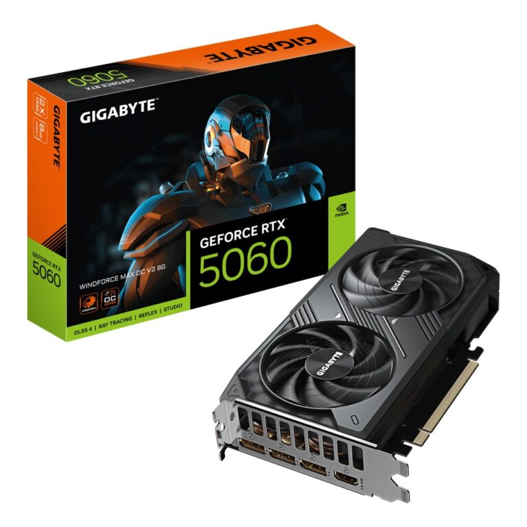 GIGABYTE GeForce RTX 5060 WINDFORCE MAX OC V2 8GB GDDR7 Graphics Card PCIe 5.0 Black
