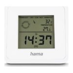 Hama Borneo Indoor Electronic Thermometer with Digital Clock and Temperature Display 0 to 50 C White Battery Operated
