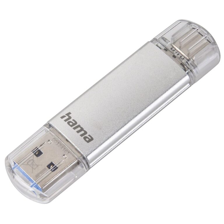 Hama C-Laeta silver USB stick with USB-C and USB-A plugs