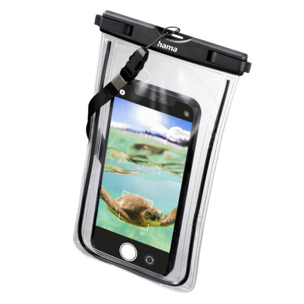 Hama Finest Sports Waterproof Smartphone Case IPX8 Transparent Black with Lanyard