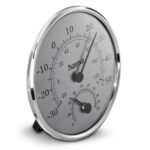Hama Saipan Indoor Analog Thermometer Stainless Steel Wall Table Mount Grey Silver -30 to 50°C