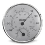Hama Saipan Indoor Analog Thermometer Stainless Steel Wall Table Mount Grey Silver -30 to 50°C