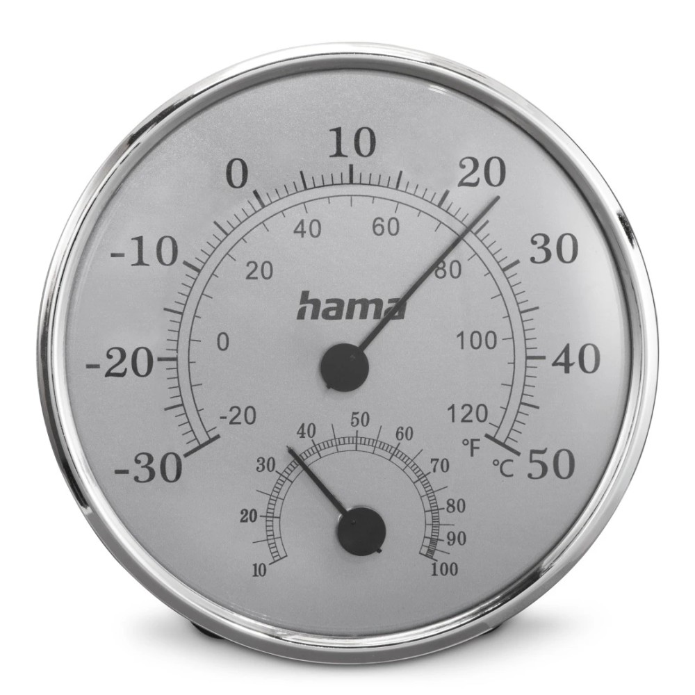 Hama Saipan Indoor Analog Thermometer Stainless Steel Wall Table Mount Grey Silver -30 to 50°C Hama Saipan Indoor Analog Thermometer Stainless Steel Wall Table Mount Grey Silver -30 to 50°C