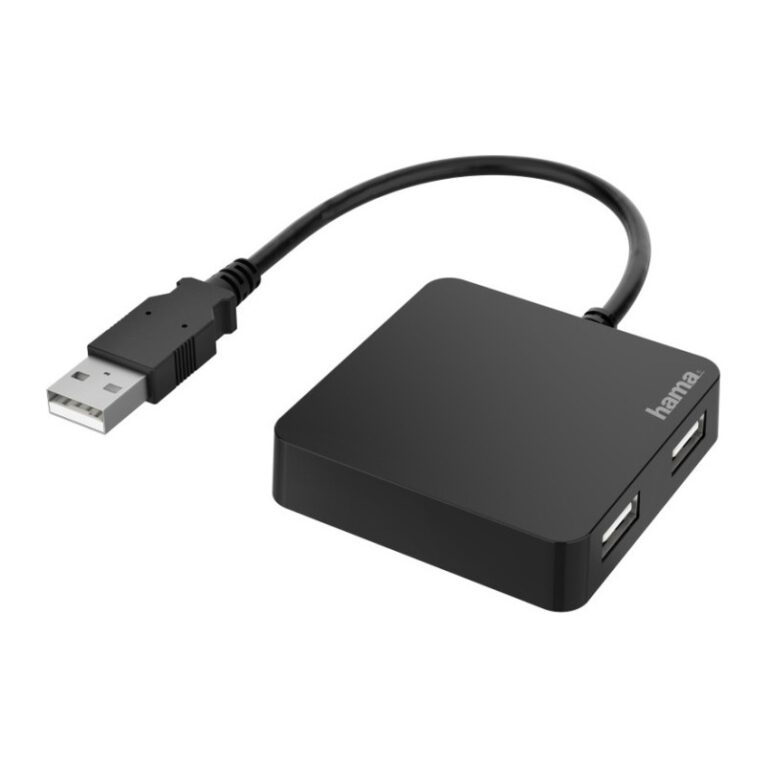 Hama USB Hub 4 Ports USB 2.0 480 Mbit/s Black 0.15 m Cable Plug and Play