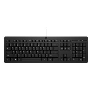 HP 125 Wired Keyboard Full-size 100% Numeric Keypad Plunger Switch USB Black Windows 10 11