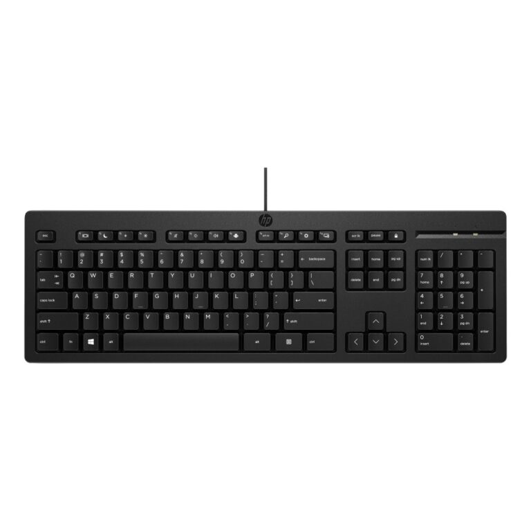 HP 125 Wired Keyboard Full-size 100% Numeric Keypad Plunger Switch USB Black Windows 10 11