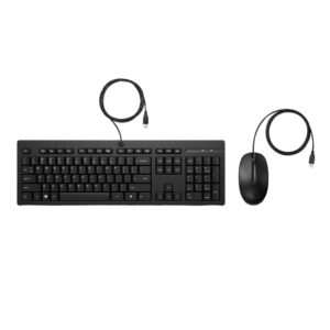 HP 225 Wired Mouse and Keyboard Combo Full-size 1200 DPI Plunger Key Switch Black