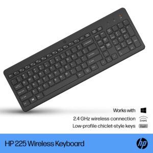 HP 225 Wireless Full-Size Keyboard with Touchpad and Numeric Keypad in Black