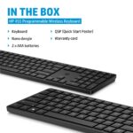 HP 455 Programmable Wireless Keyboard Full Size Numeric Keypad Membrane Switch Black Compatible with Windows 10 11 and macOS