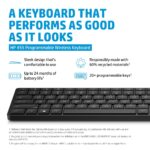 HP 455 Programmable Wireless Keyboard Full Size Numeric Keypad Membrane Switch Black Compatible with Windows 10 11 and macOS