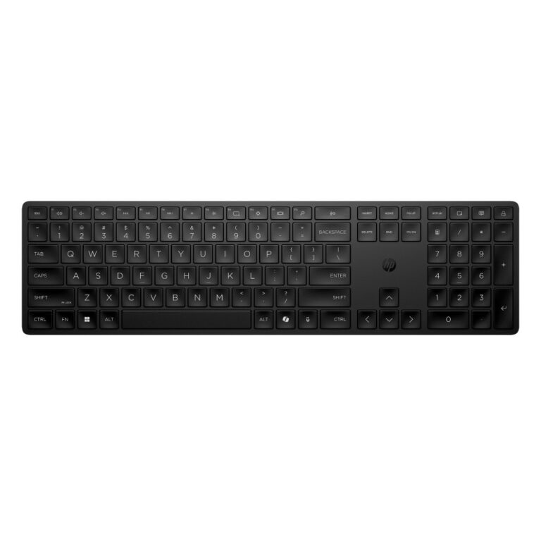HP 455 Programmable Wireless Keyboard Full Size Numeric Keypad Membrane Switch Black Compatible with Windows 10 11 and macOS
