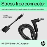 HP 65W Smart AC Adapter for ProBook EliteBook ZBook ChromeBook and Spectre Laptops Black