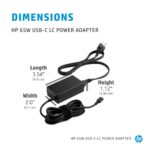 HP 65W USB-C AC Power Adapter for HP EliteBook ProBook Dragonfly Chromebook Laptops Black