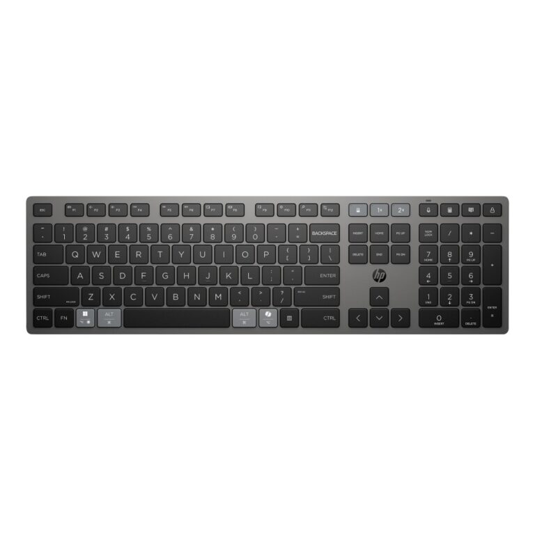 HP 725 Multi-Device Rechargeable Wireless Keyboard Full-size Black Silent Keys Bluetooth RF