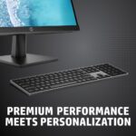 HP 975 Dual-Mode Wireless Keyboard Full-size Scissor Switch Bluetooth RF Rechargeable Backlit Black