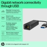 HP G2 USB 3.0 to Gigabit RJ45 Adapter USB-A to Ethernet 0.1m Black