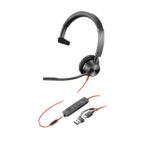 HP Poly Blackwire 3315 Monaural Headset Wired USB-C 3.5mm Boom Mic Noise Canceling Black