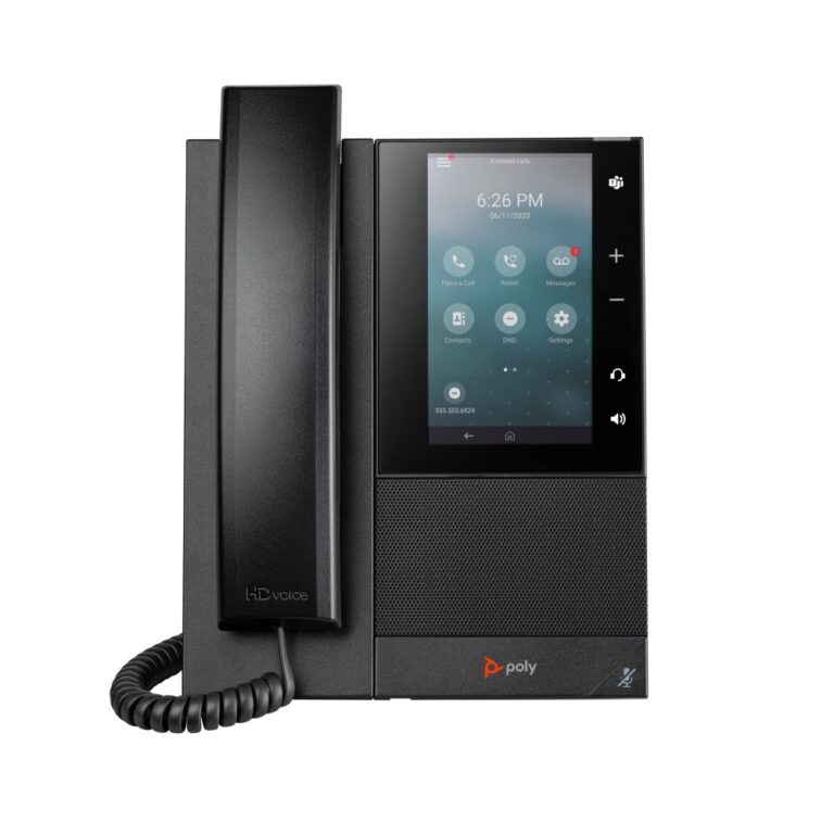 HP Poly CCX 505 Business Media Phone 5" Touchscreen 24 Lines PoE Wi-Fi Android 12 Black