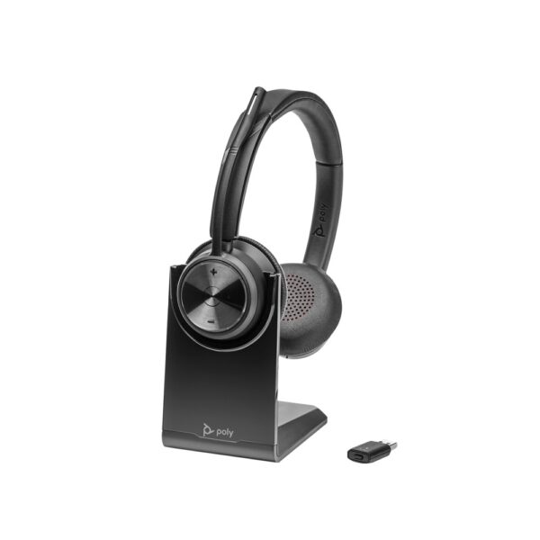 HP Poly Savi 7320 UC Wireless DECT Headset Binaural Boom Mic USB Type-A Black