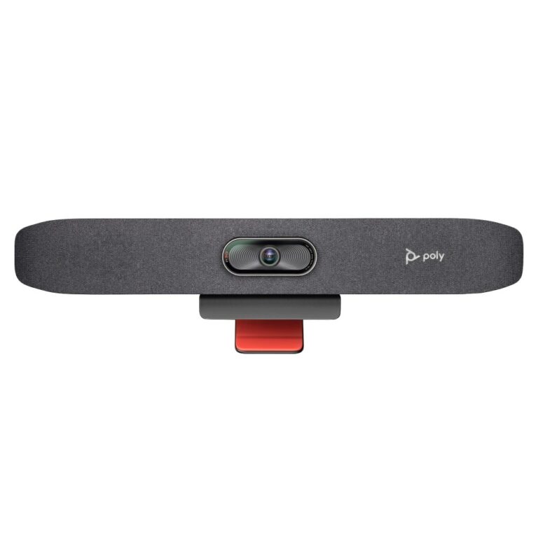 HP Poly Studio R30 USB Video Bar 4K Ultra HD PTZ Control 110° FOV Built-in Microphone and Speakers Grey