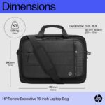 HP Renew Executive 16-inch Laptop Bag Messenger Case Water Resistant Black 100% Recycled Plastic