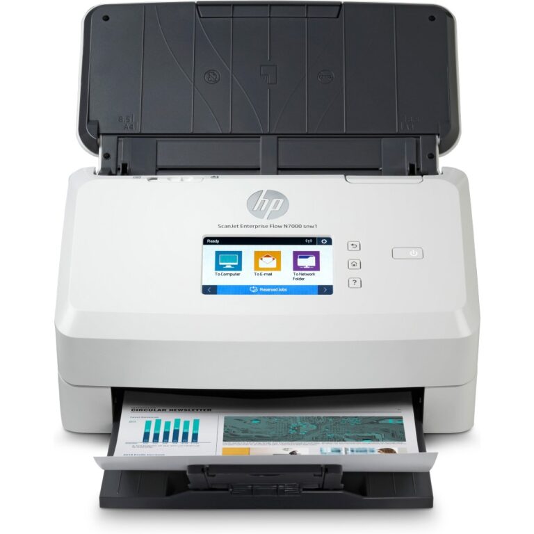 HP Scanjet Enterprise Flow N7000 Scanner 75 ppm 150 ipm 600x600 DPI 7500 Duty Cycle 80 Sheet ADF Wi-Fi Ethernet USB