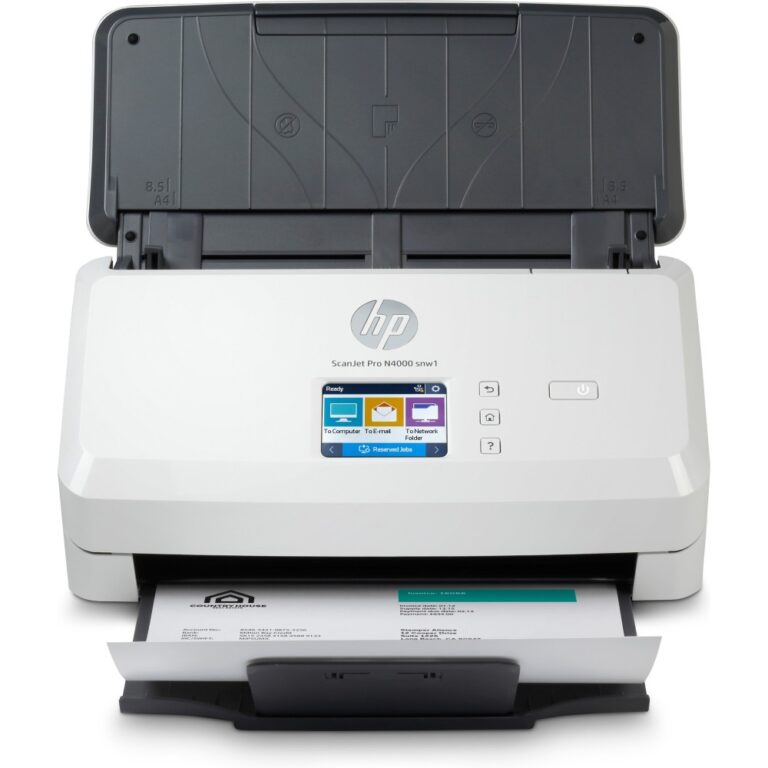 HP ScanJet Pro N4000 snw1 Sheet-fed Scanner Colour Duplex 50-Sheet ADF Wi-Fi Ethernet USB 40 ppm 4000 Page Duty Cycle Black