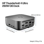 HP Thunderbolt 4 Ultra 280W G6 Docking Station USB-C USB-A HDMI DisplayPort Ethernet Grey