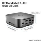 HP Thunderbolt 4 Ultra G6 Dock 180W Power Delivery HDMI 2.1 DisplayPort 1.4 Ethernet Grey