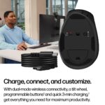 HP Tilt Ergonomic Mouse 725M Wireless Bluetooth 6000 DPI Rechargeable Vertical Scroll Black Right Hand