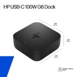 HP USB-C 100W G6 Docking Station with 4K HDMI 2.1 2x DisplayPort 1.4 2.5GbE Ethernet and USB 3.2 Ports for HP PCs Black