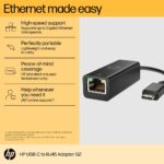 HP USB-C to RJ45 Adapter G2 USB Type-C to RJ-45 Ethernet Port Black 0.1 m