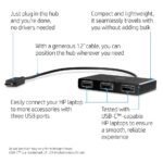 HP USB-C to USB-A Hub 3 Ports USB 3.2 Gen 1 Black Adapter