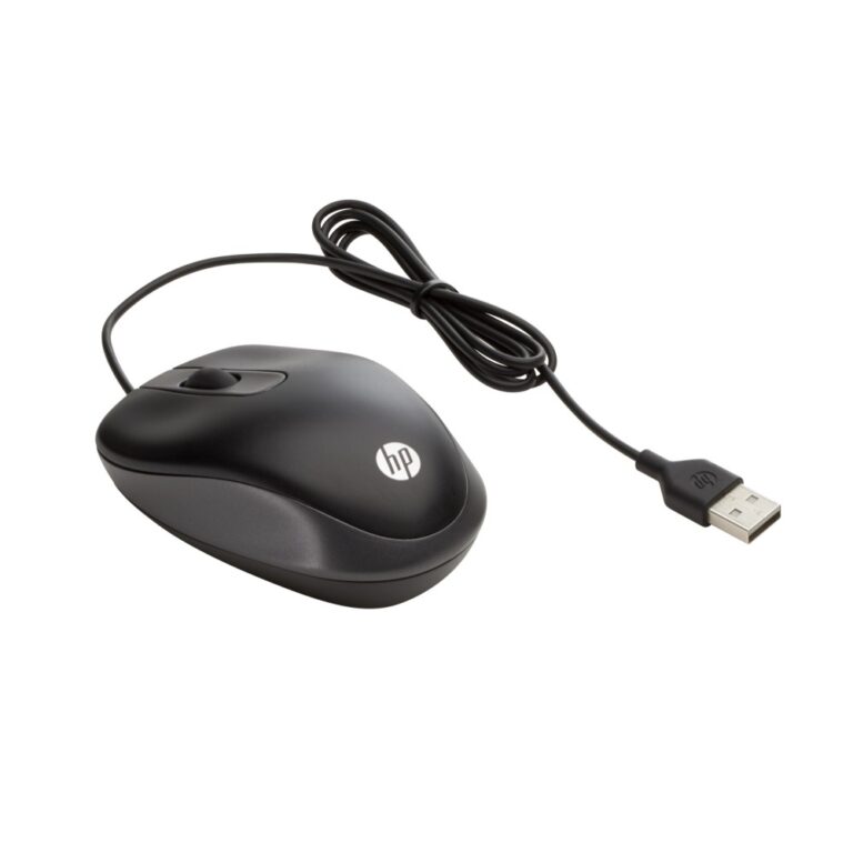 HP USB Travel Mouse Wired Optical 1000 DPI Black Ambidextrous Type-A Interface for PC Laptop Office